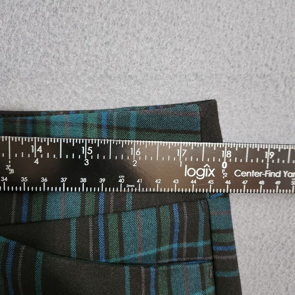 LOFT Outlet Pants Women 12 Green Tartan Plaid Mid Rise Skinny Ankle - Picture 12 of 12